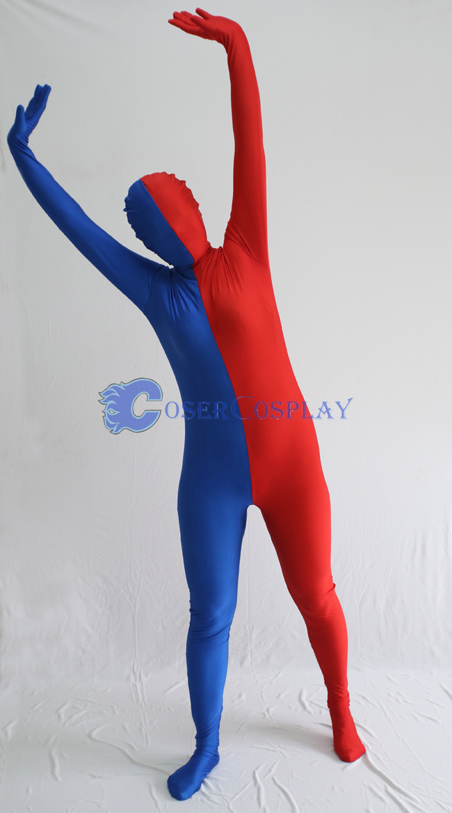 Blue And Red Split Zentai Suit